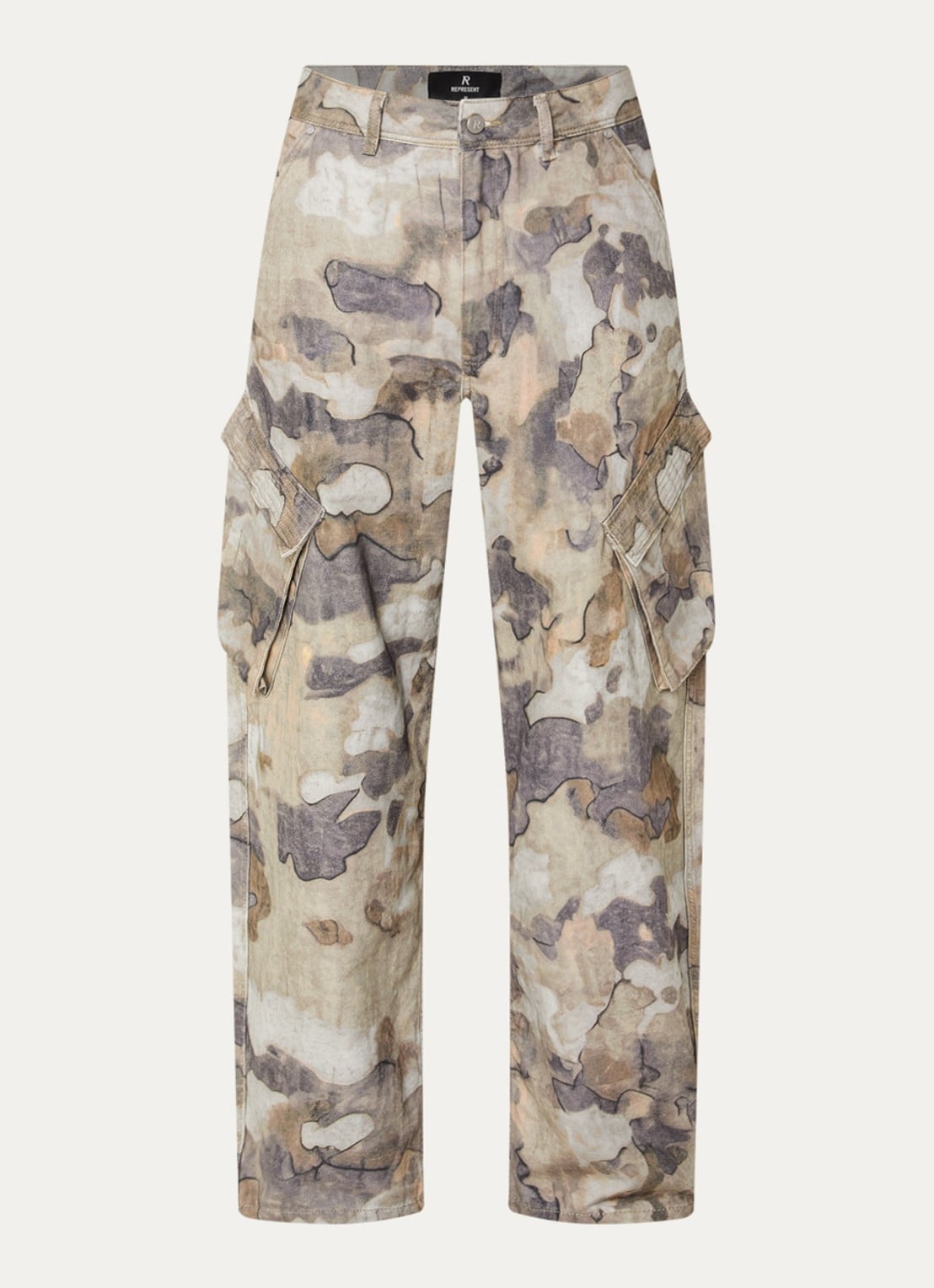 Represent Loose fit cargobroek met steekzakken - voorkant 3 beige