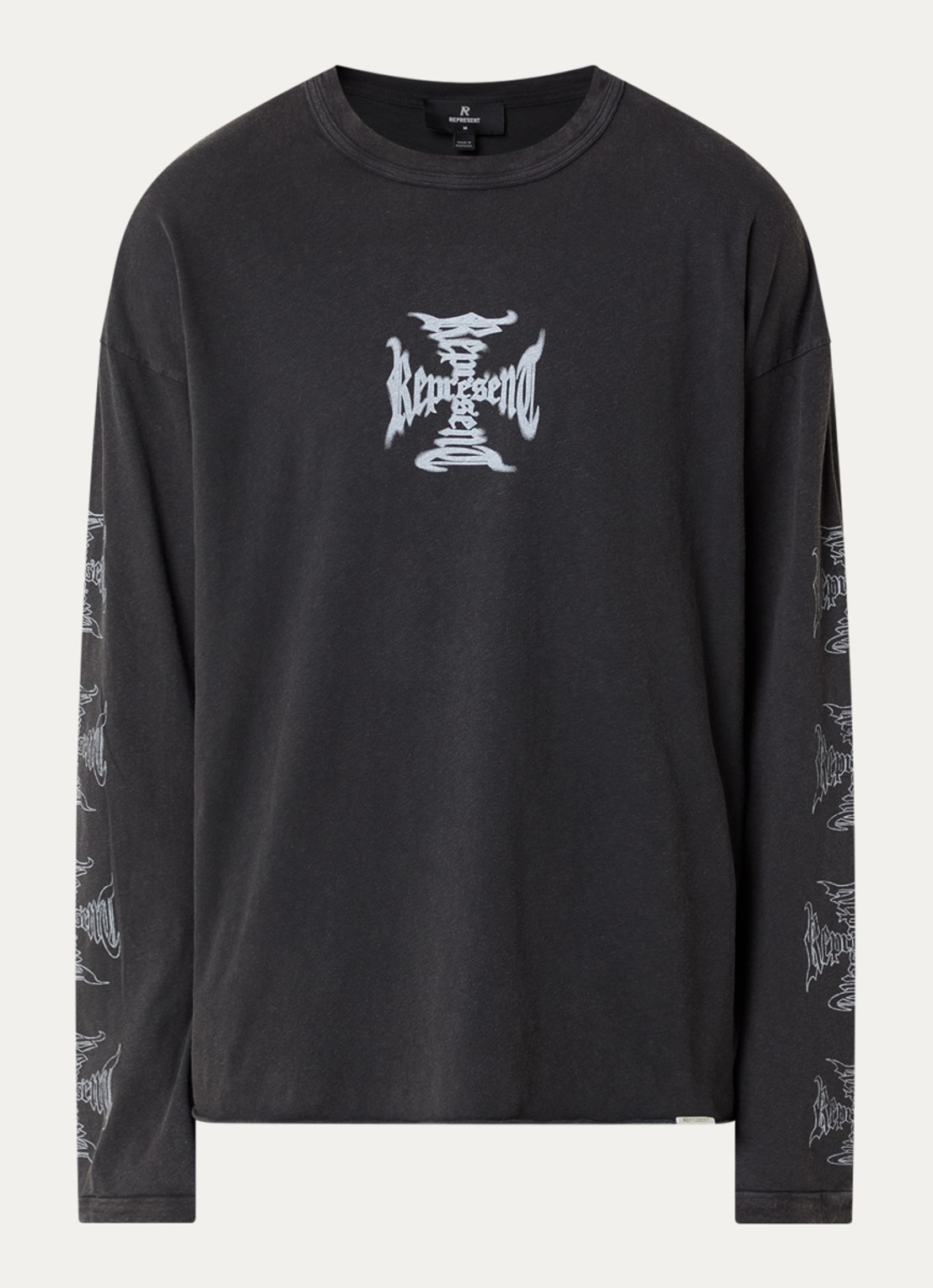 Represent MH longsleeve met logo- en backprint - voorkant 2 zwart