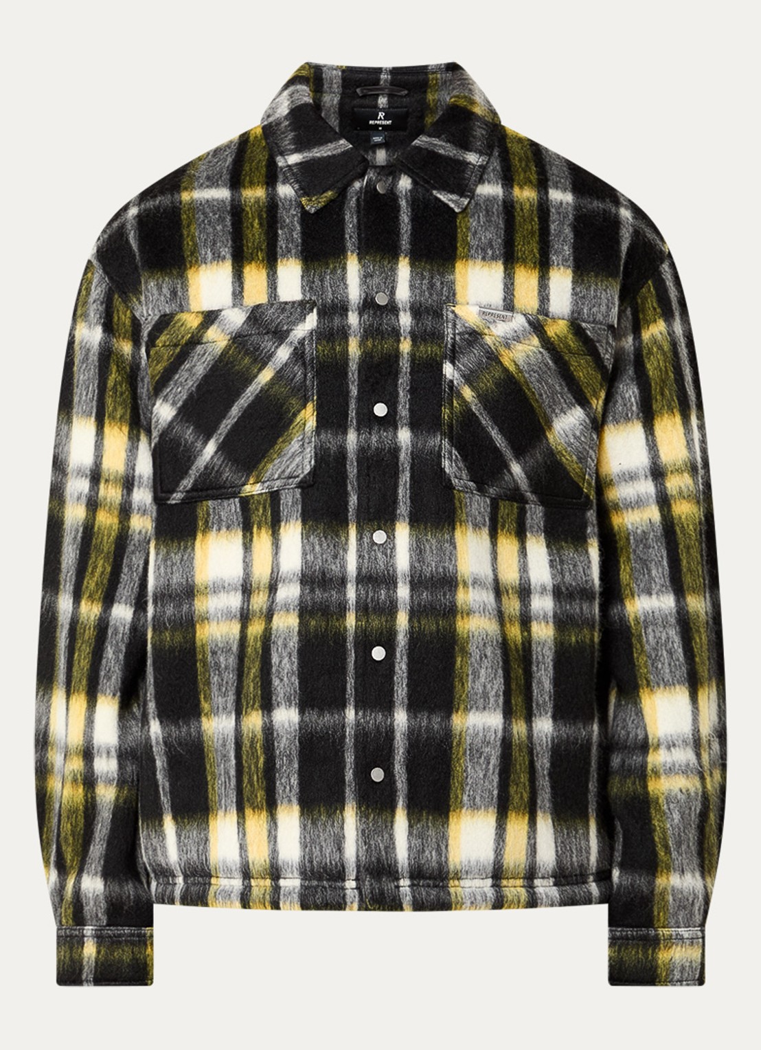 Represent Overshirt met ruitdessin en borstzakken - voorkant 3 zwart