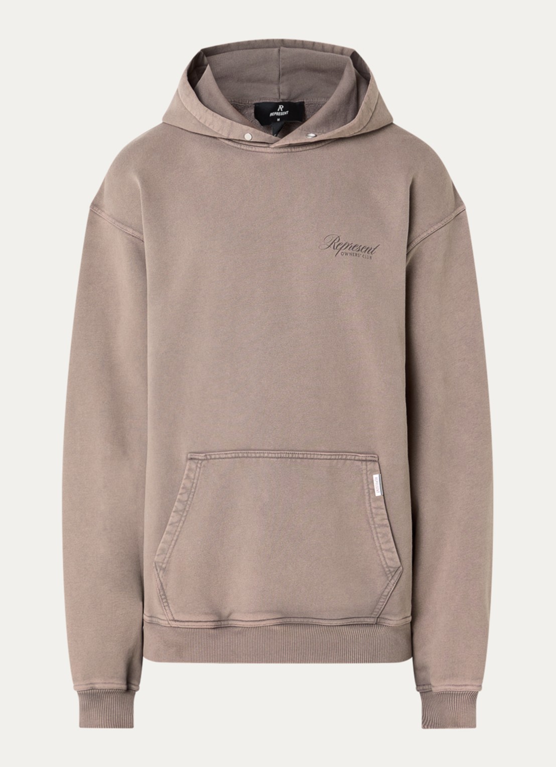 Represent Owners Club hoodie met logo- en backprint - voorkant 3 beige