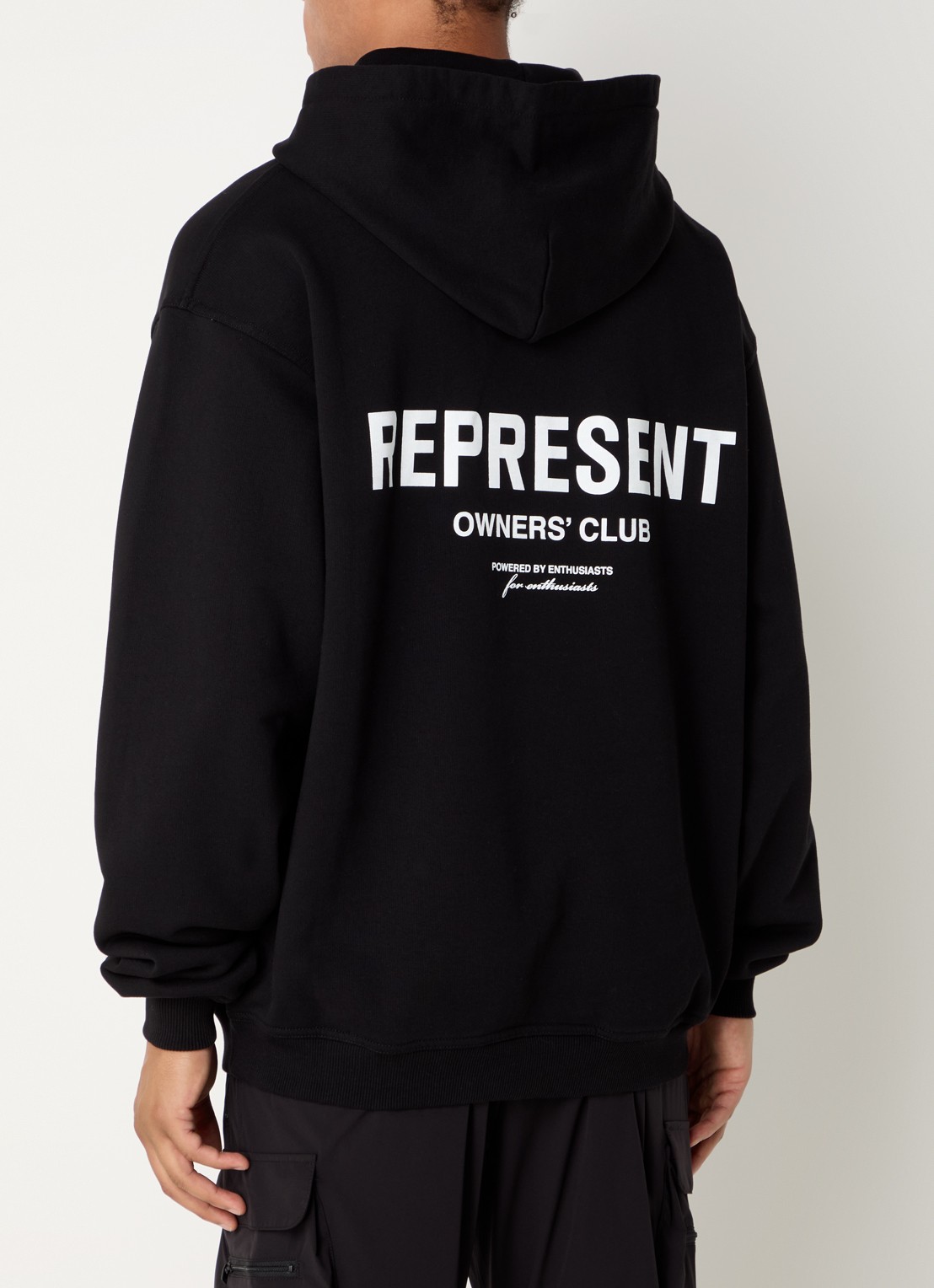 Represent Owners Club hoodie met logo- en backprint - detail zwart