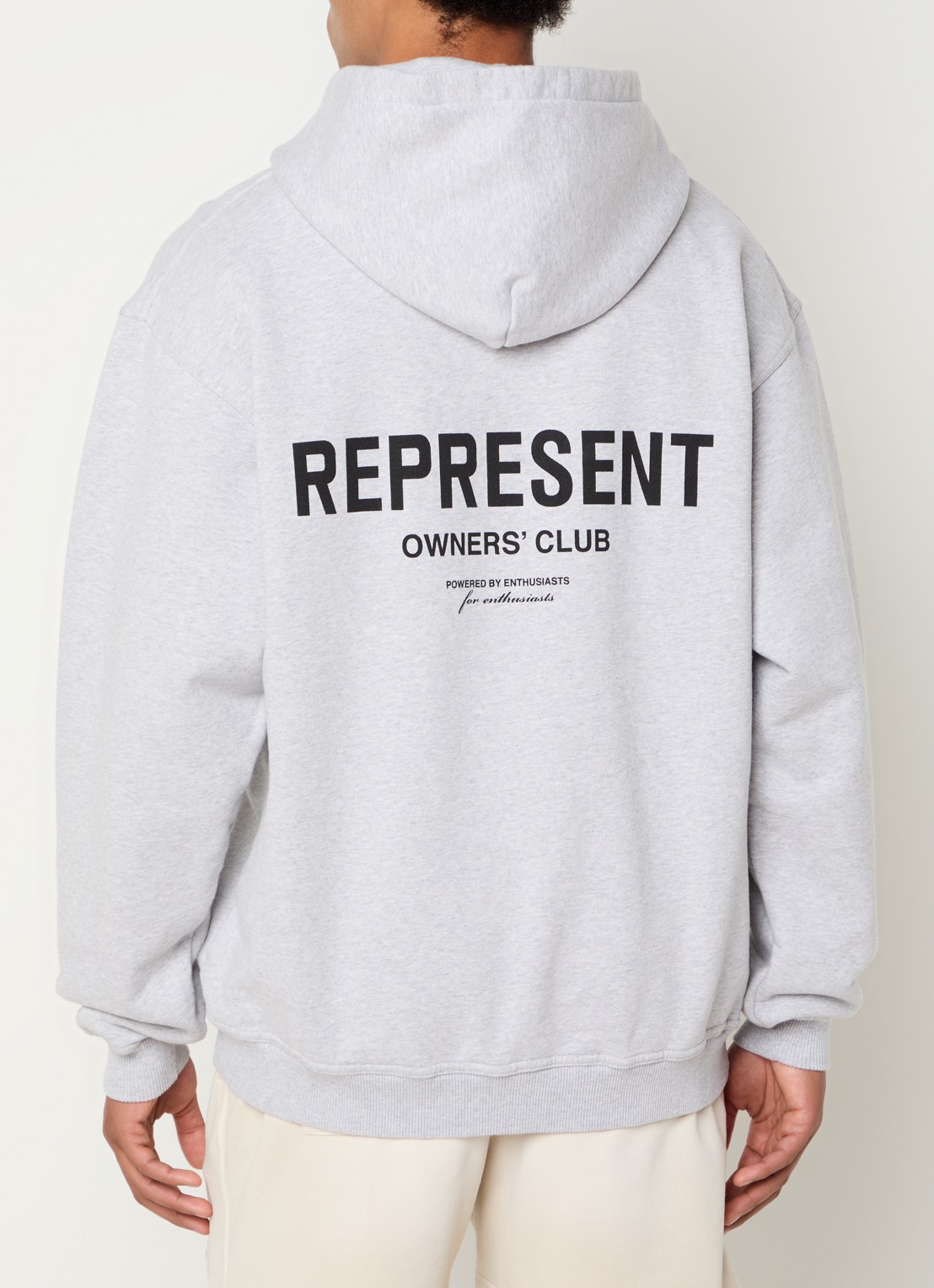 Represent Owners Club hoodie met logo- en backprint - detail 3 grijsmele