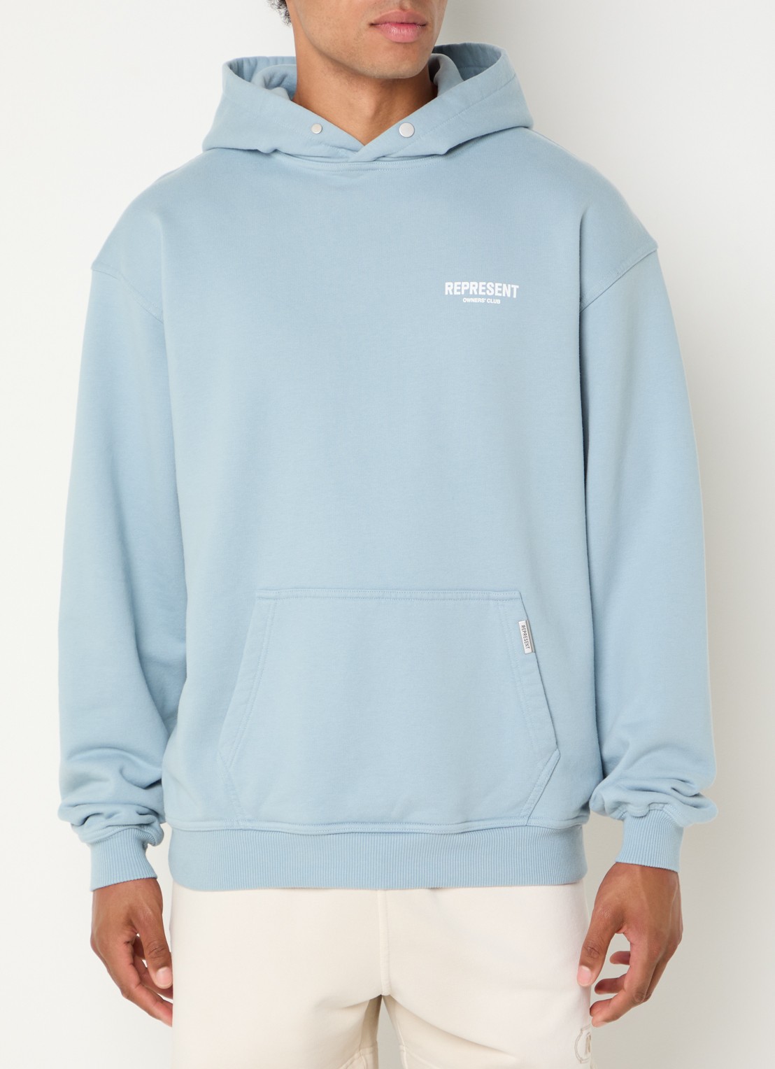 Represent Owners Club hoodie met logo- en backprint - achterkant 3 blauwgrijs