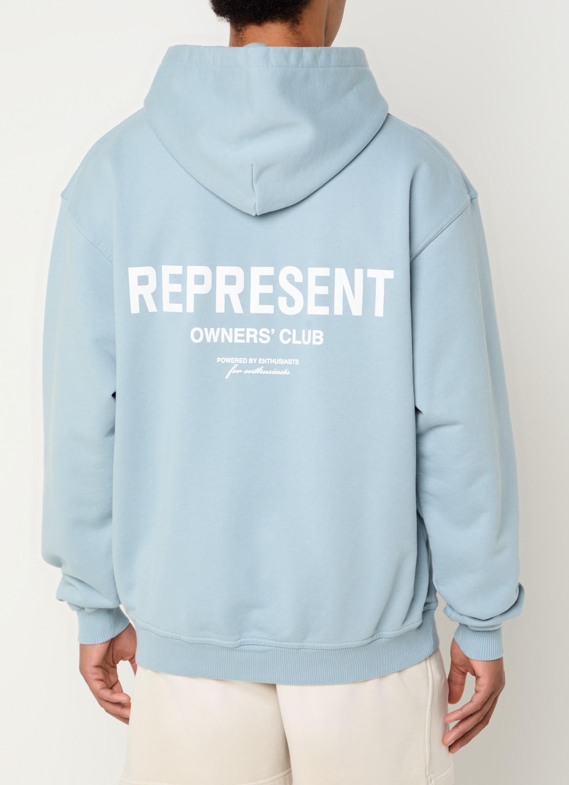 Represent Owners Club hoodie met logo- en backprint - detail 4 blauwgrijs