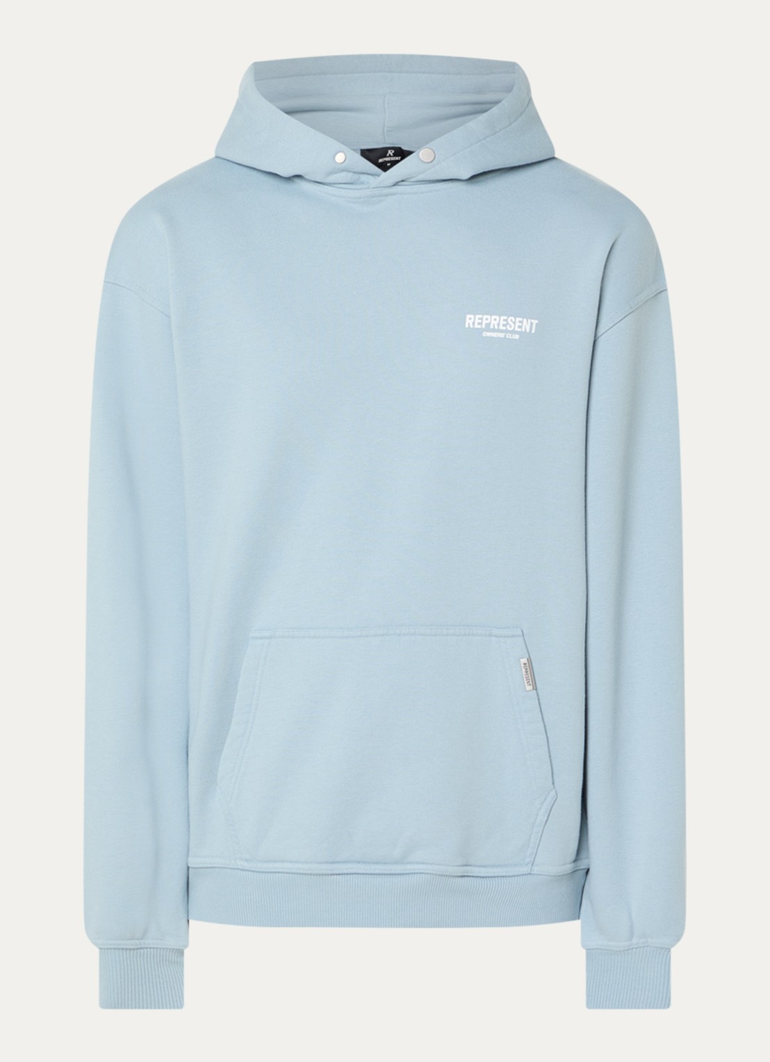 Represent Owners Club hoodie met logo- en backprint - voorkant blauwgrijs