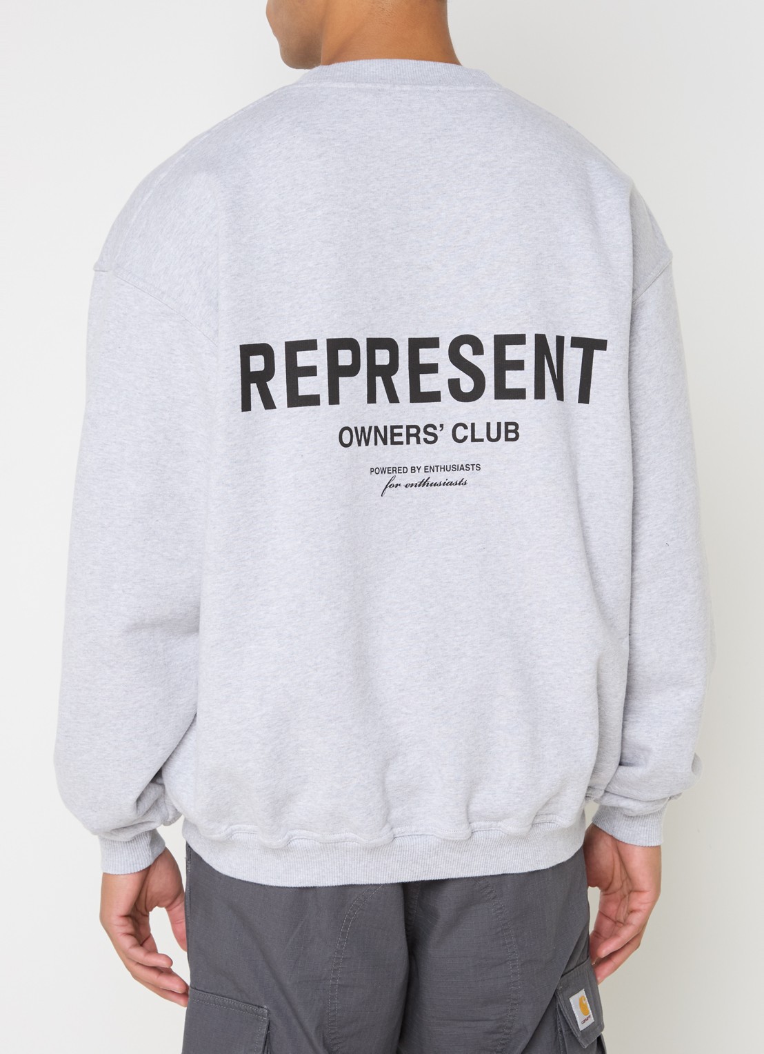 Represent Owners Club sweater met logo- en backprint - detail 4 grijsmele