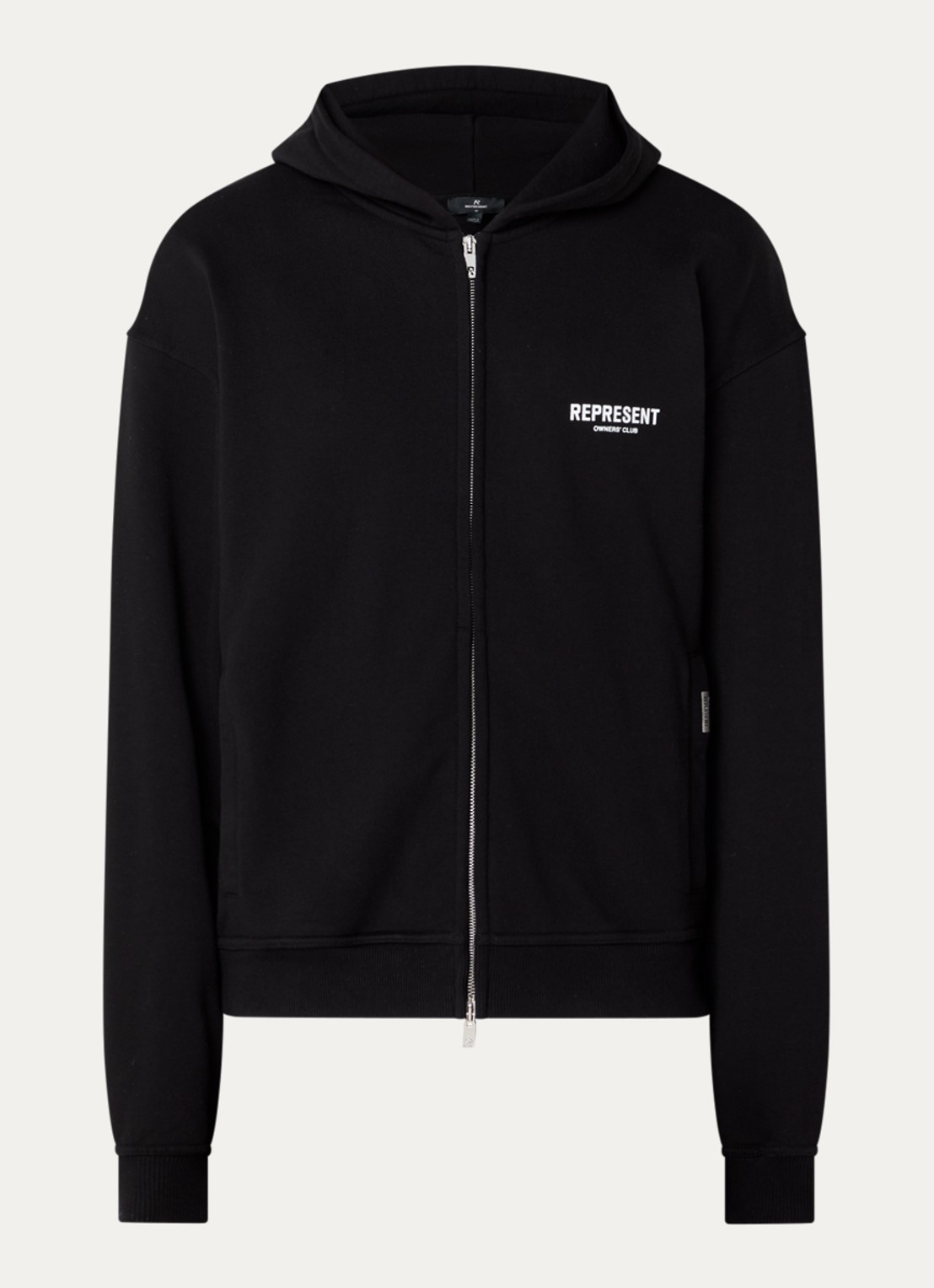 Represent Owners Club sweatvest met logo- en backprint - voorkant 3 zwart
