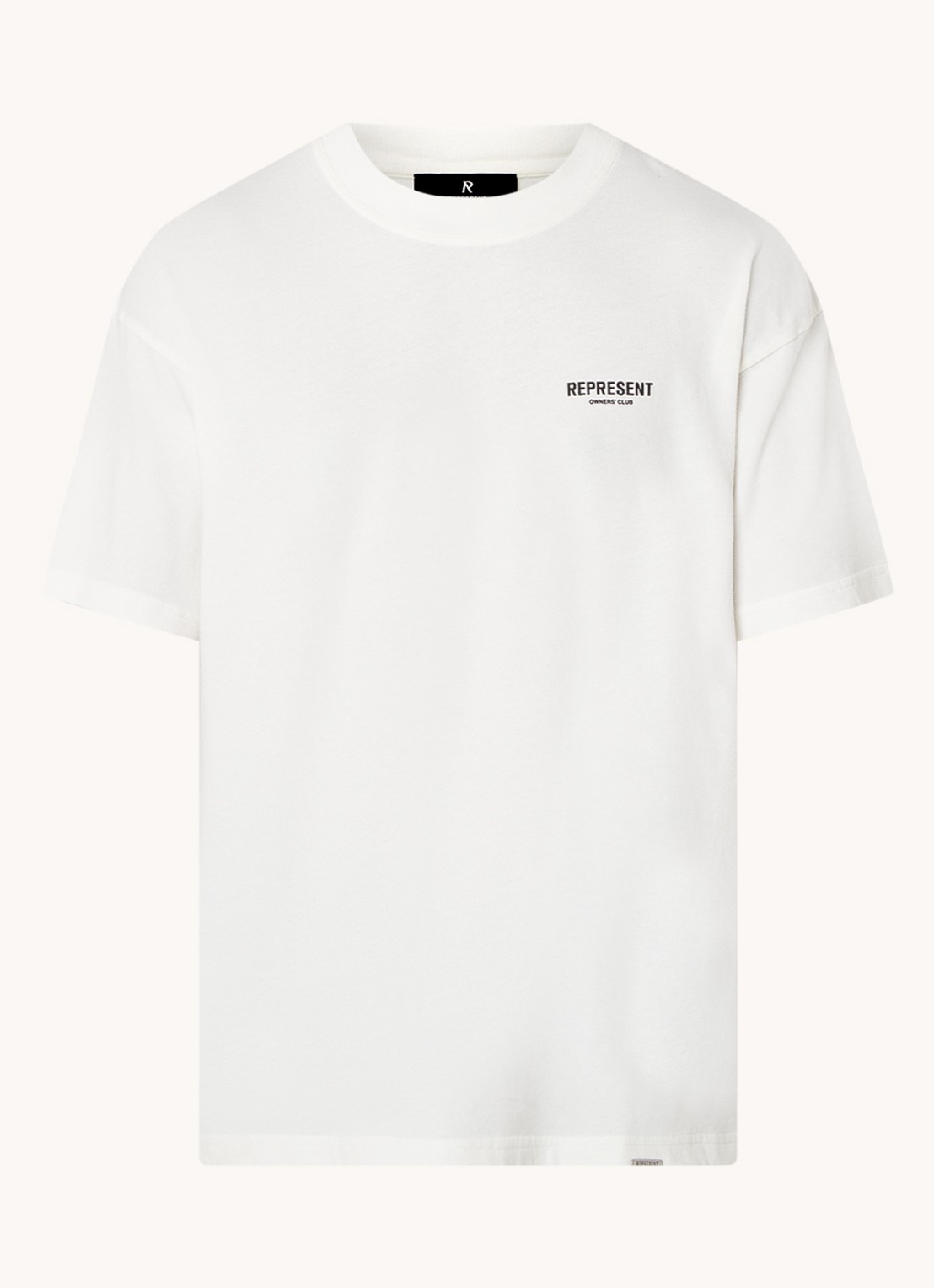 Represent Owners Club T-shirt met logo- en backprint - voorkant 3 gebroken wit