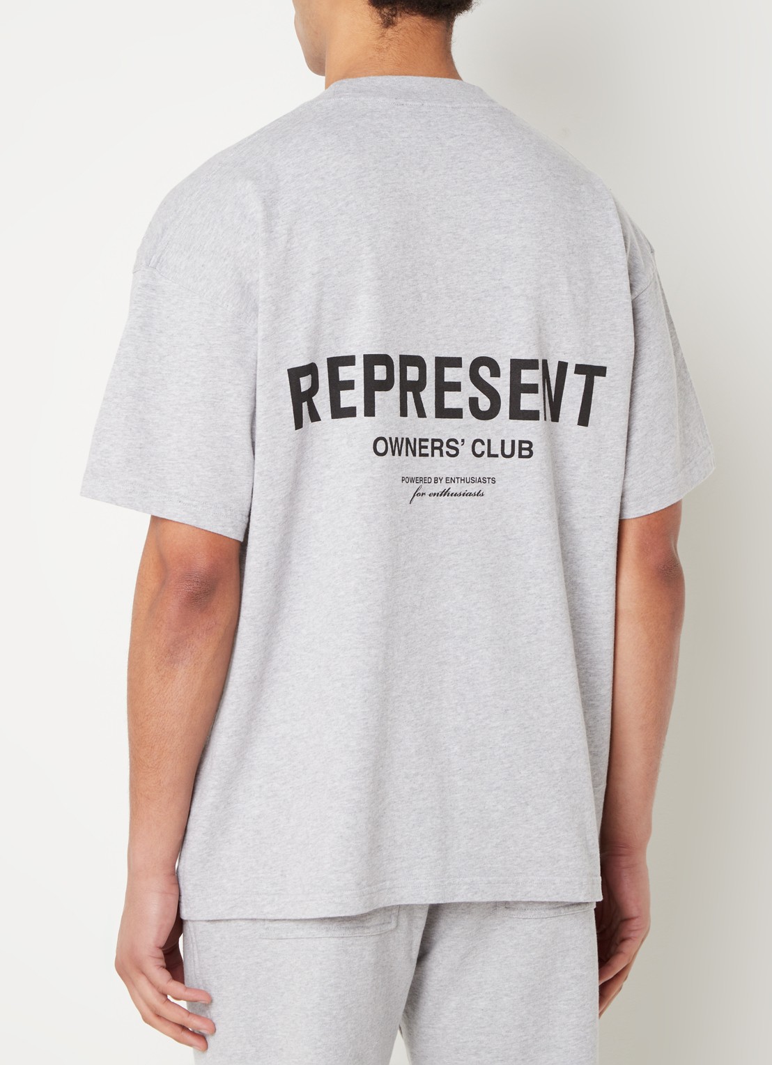 Represent Owners Club T-shirt met logo- en backprint - detail 3 grijsmele