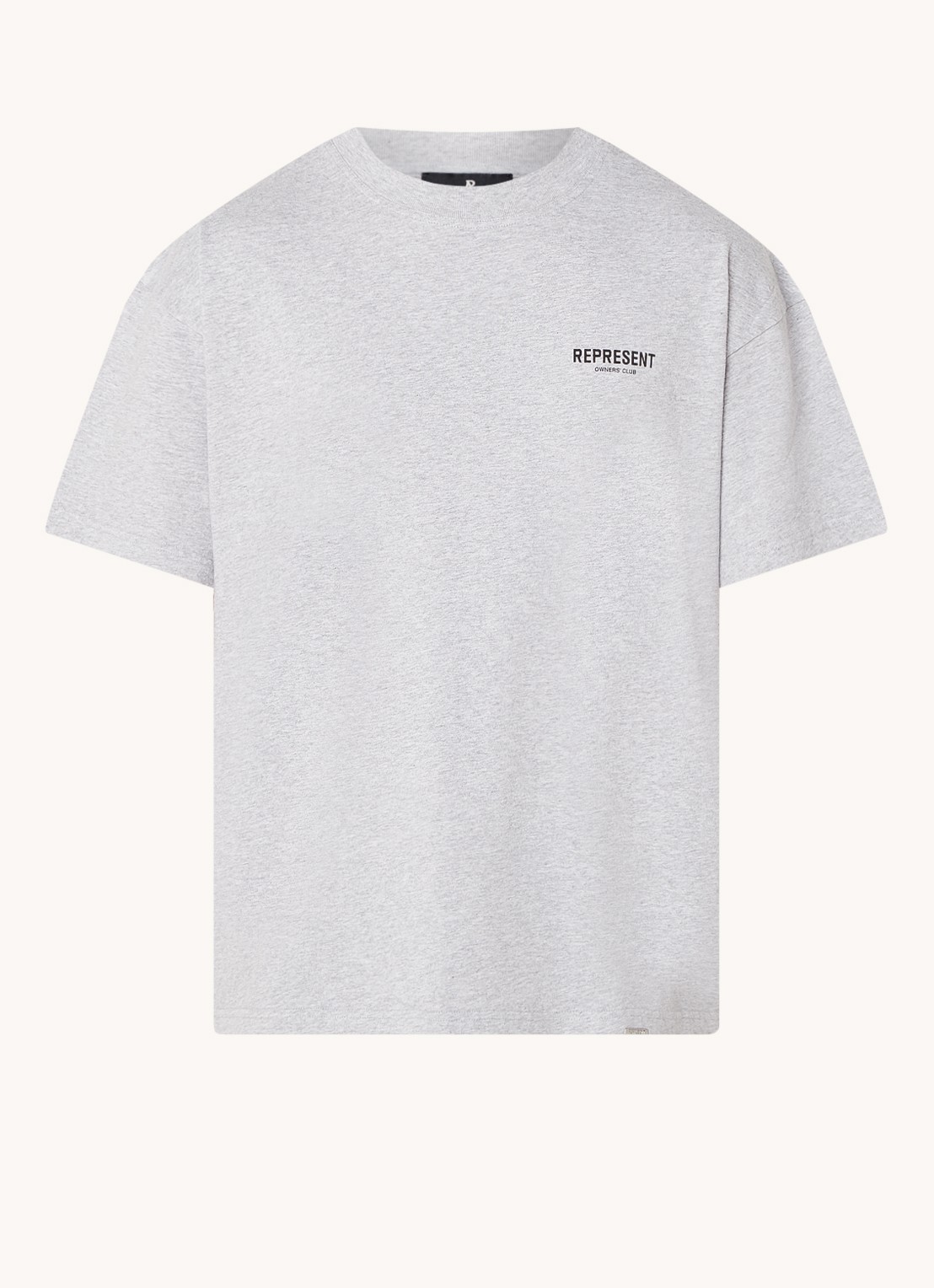 Represent Owners Club T-shirt met logo- en backprint - voorkant grijsmele