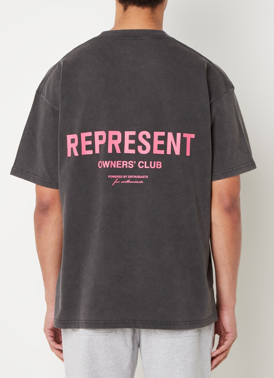 Represent Owners Club T-shirt met logo- en backprint - detail 4 donkergrijs