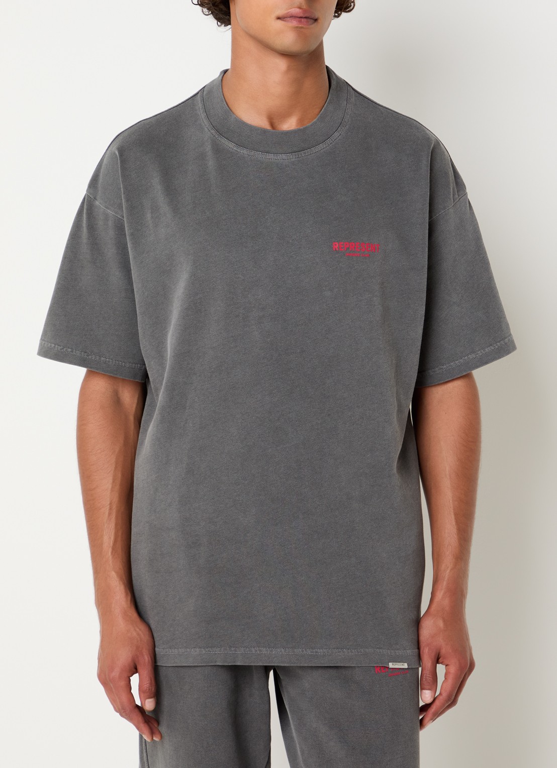 Represent Owners Club T-shirt met logo- en backprint - achterkant antraciet
