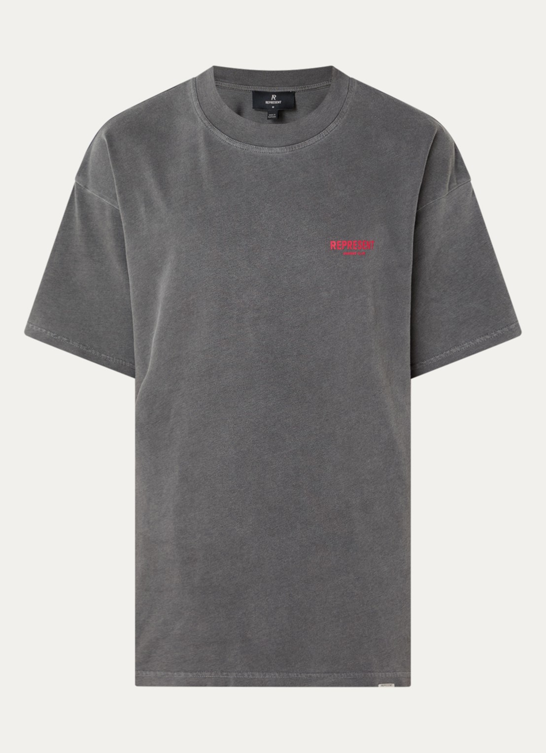 Represent Owners Club T-shirt met logo- en backprint - voorkant 2 antraciet