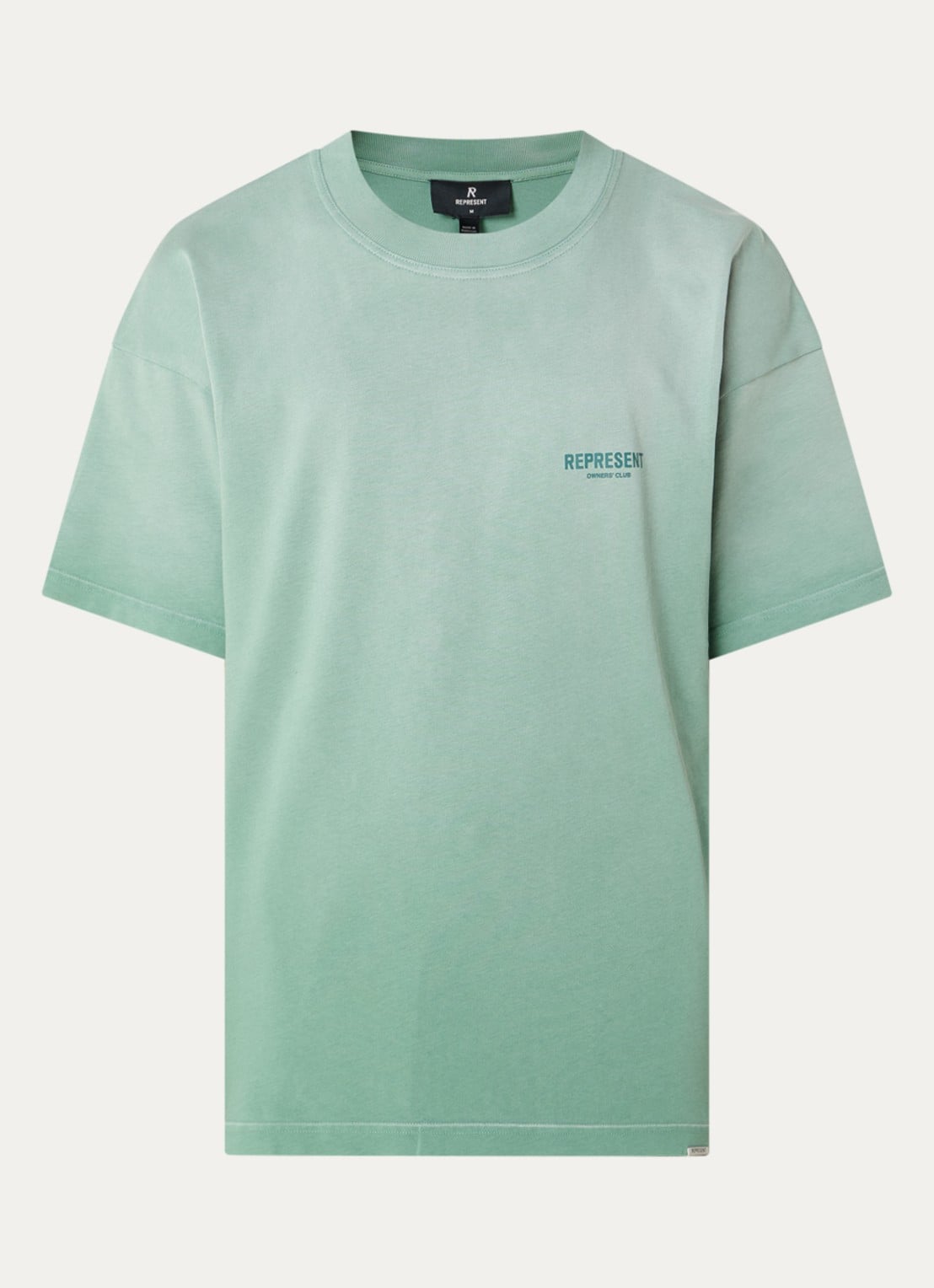 Represent Owners Club T-shirt met logo- en backprint - voorkant 3 lichtgroen
