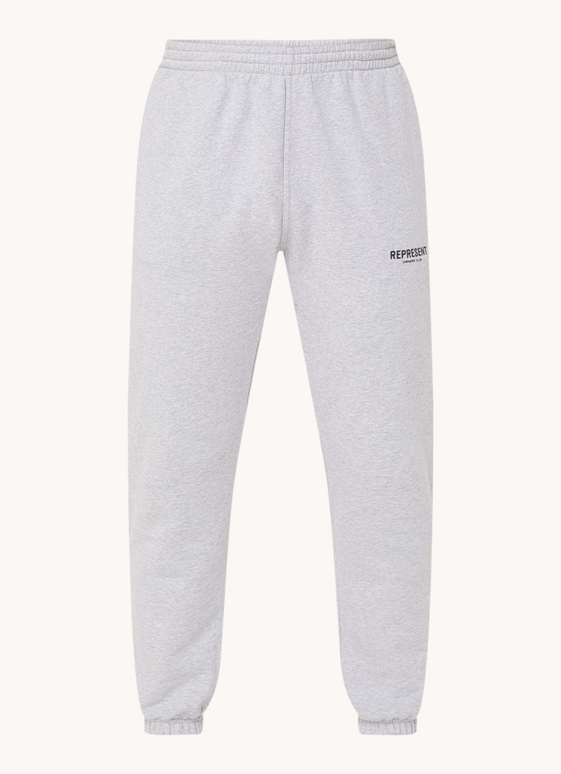Represent Owners Club tapered fit joggingbroek met logo en steekzakken - voorkant grijsmele