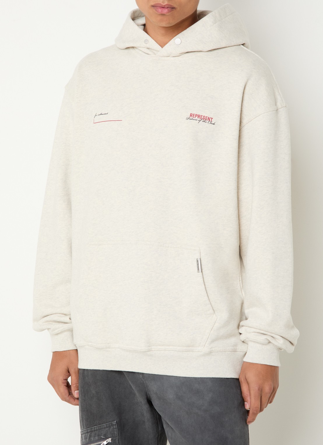 Represent Patron Of The Club hoodie met logo- en backprint - detail 2 creme