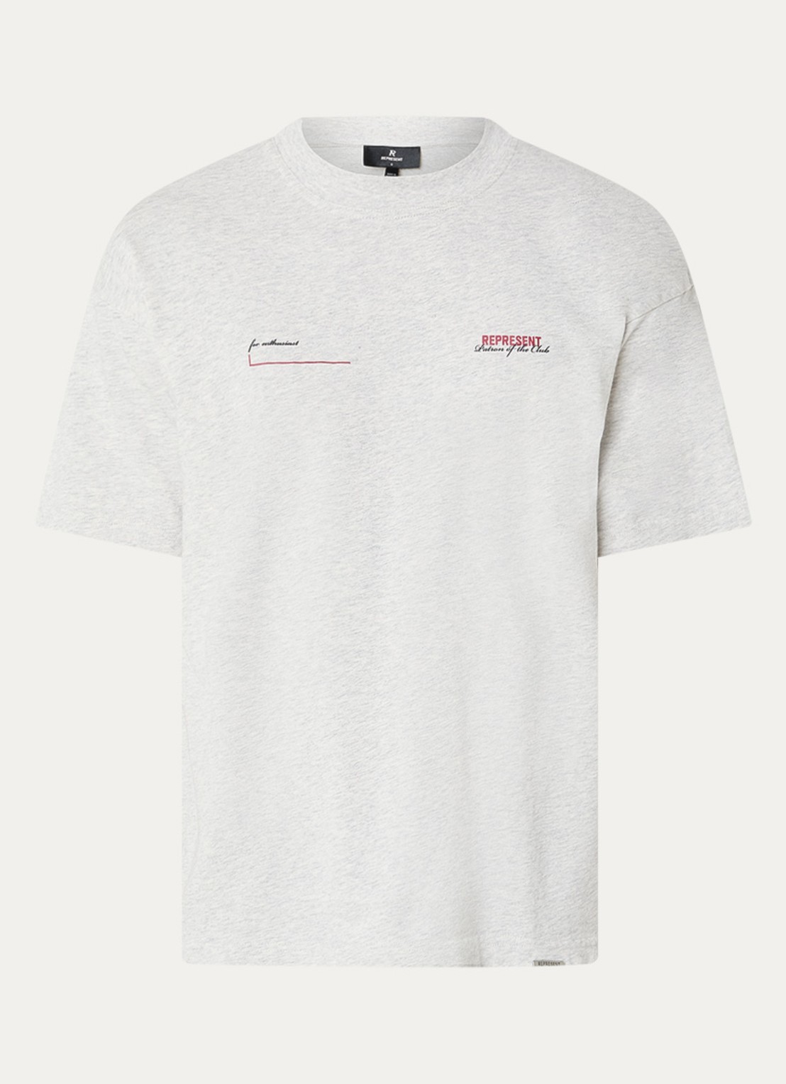 Represent Patron of the Club T-shirt met logo- en backprint - voorkant 2 grijsmele