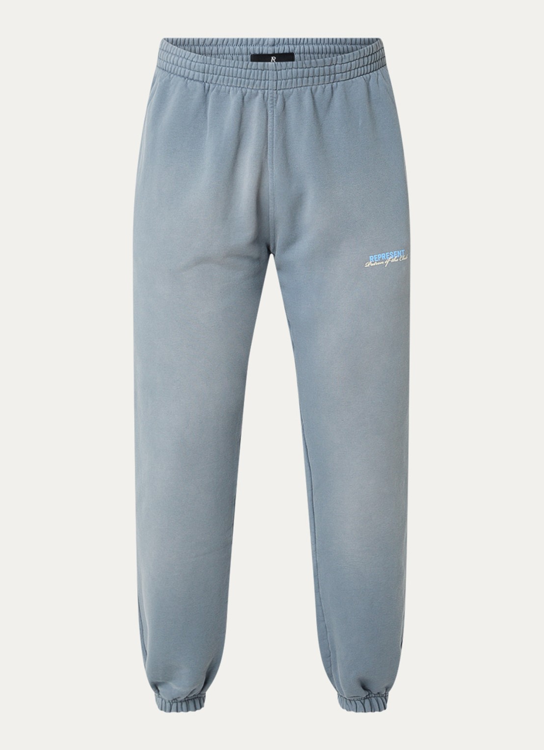 Represent Patron Of The Club tapered fit joggingbroek met verwassen afwerking en steekzakken - voorkant staalblauw