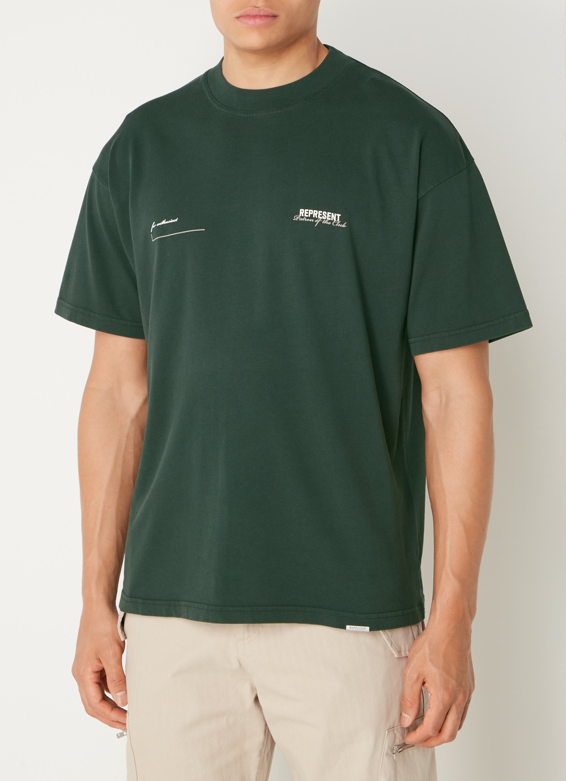 Represent Patron T-shirt met logo- en backprint • Donkergroen • de ...