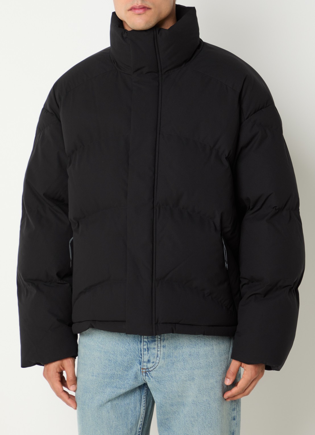 Represent Puffer jack met steekzakken - detail zwart