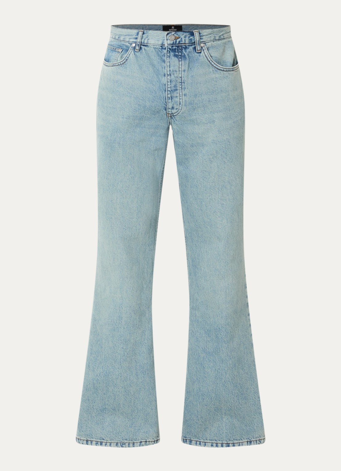 Represent R6 flared jeans met lichte wassing - voorkant 4 indigo