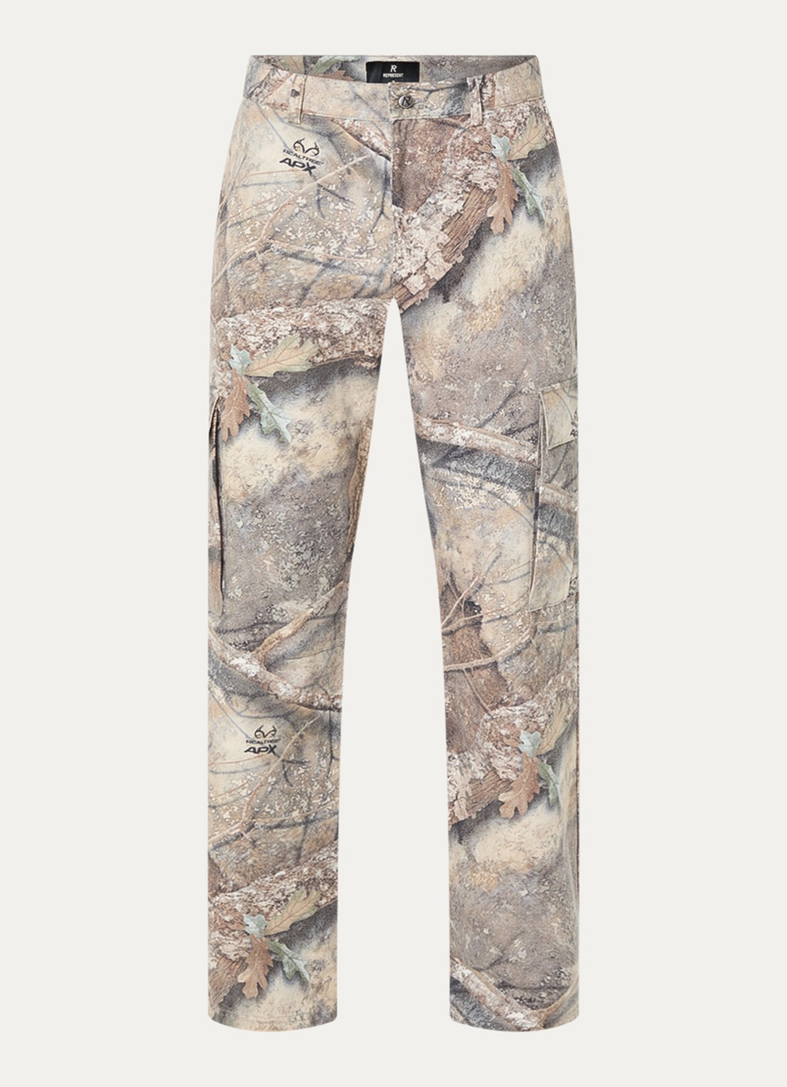 Represent Realtree loose fit cargobroek met camouflageprint - voorkant 4 khaki