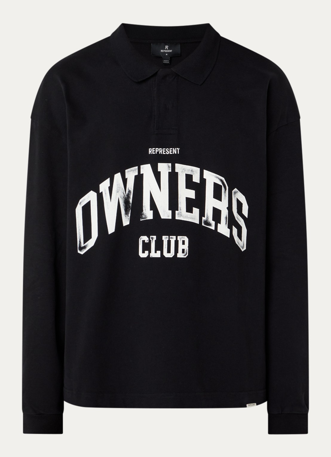 Represent Regular fit polo met logoprint - voorkant zwart