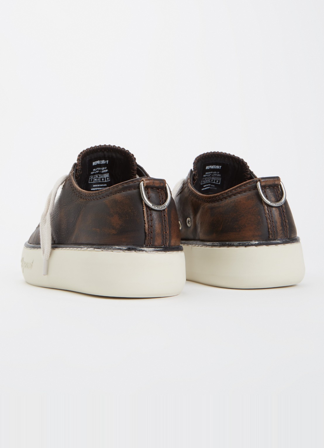 Represent Rep-Cap sneaker van leer met destroyed afwerking  - achterkant 4 donkerbruin