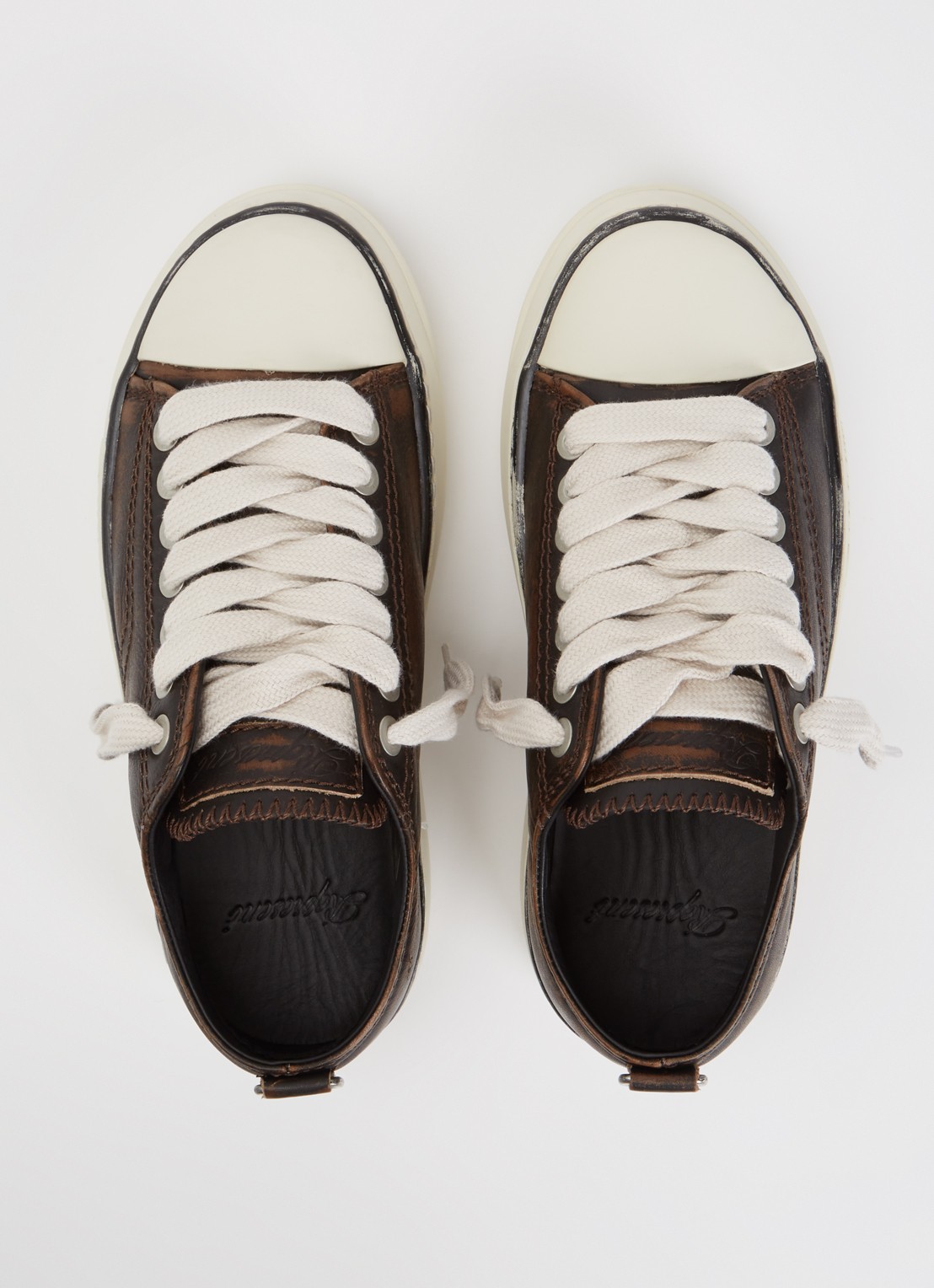 Represent Rep-Cap sneaker van leer met destroyed afwerking  - detail 2 donkerbruin