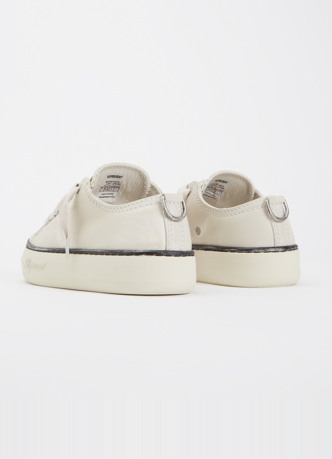 Represent Rep-Cap sneaker van leer met destroyed afwerking  - achterkant gebroken wit