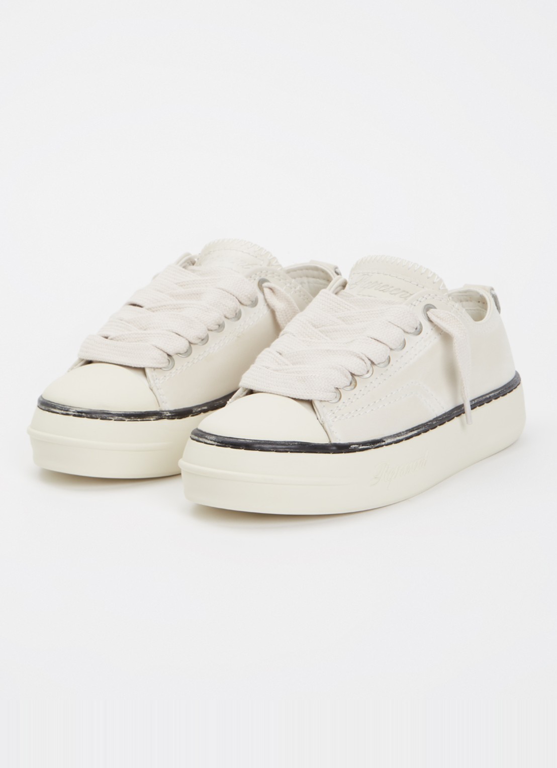 Represent Rep-Cap sneaker van leer met destroyed afwerking  - detail 3 gebroken wit
