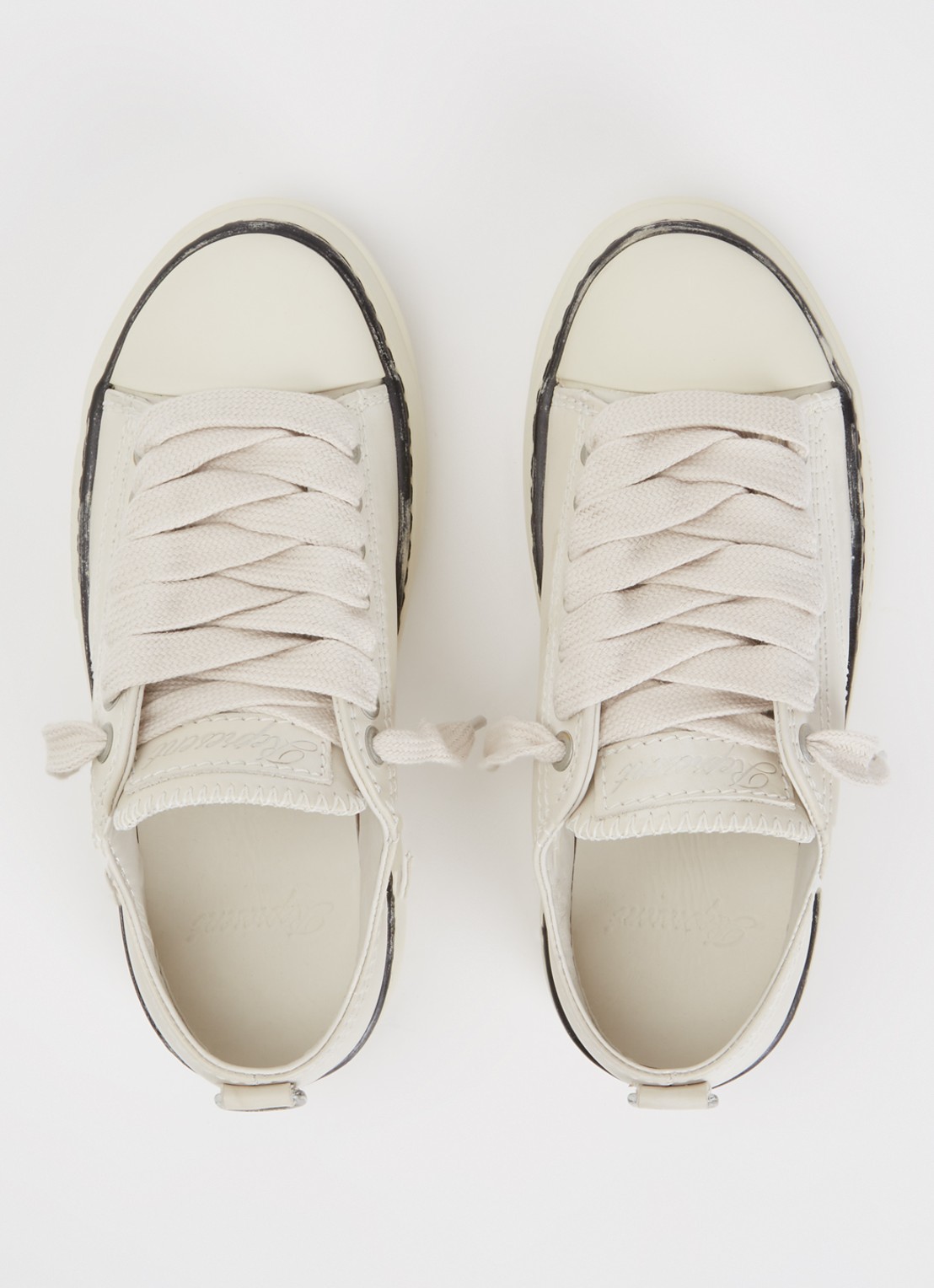 Represent Rep-Cap sneaker van leer met destroyed afwerking  - detail 4 gebroken wit