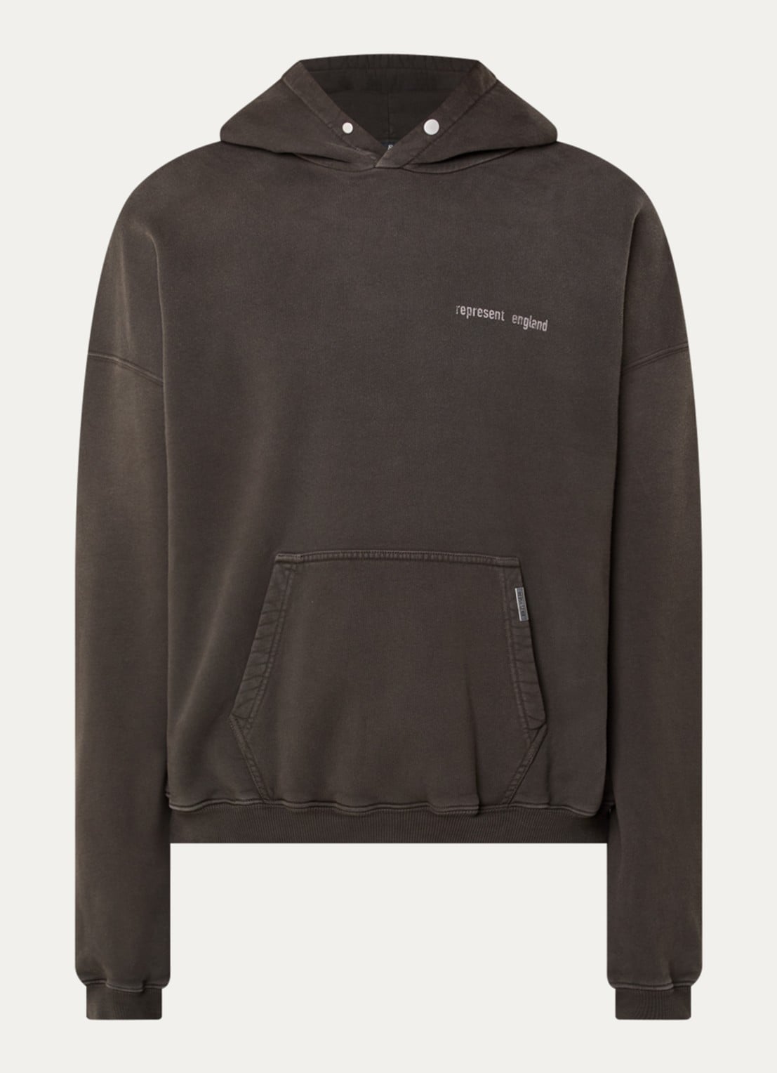 Represent Resent hoodie met logo- en backprint - voorkant 3 donkerbruin