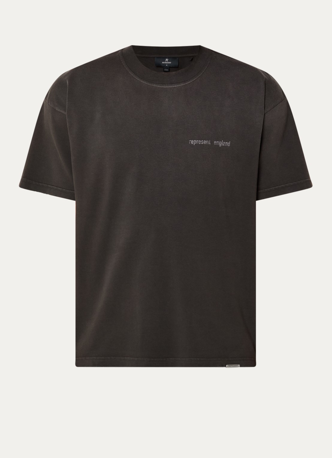 Represent Resent T-shirt met logo- en backprint - voorkant donkerbruin