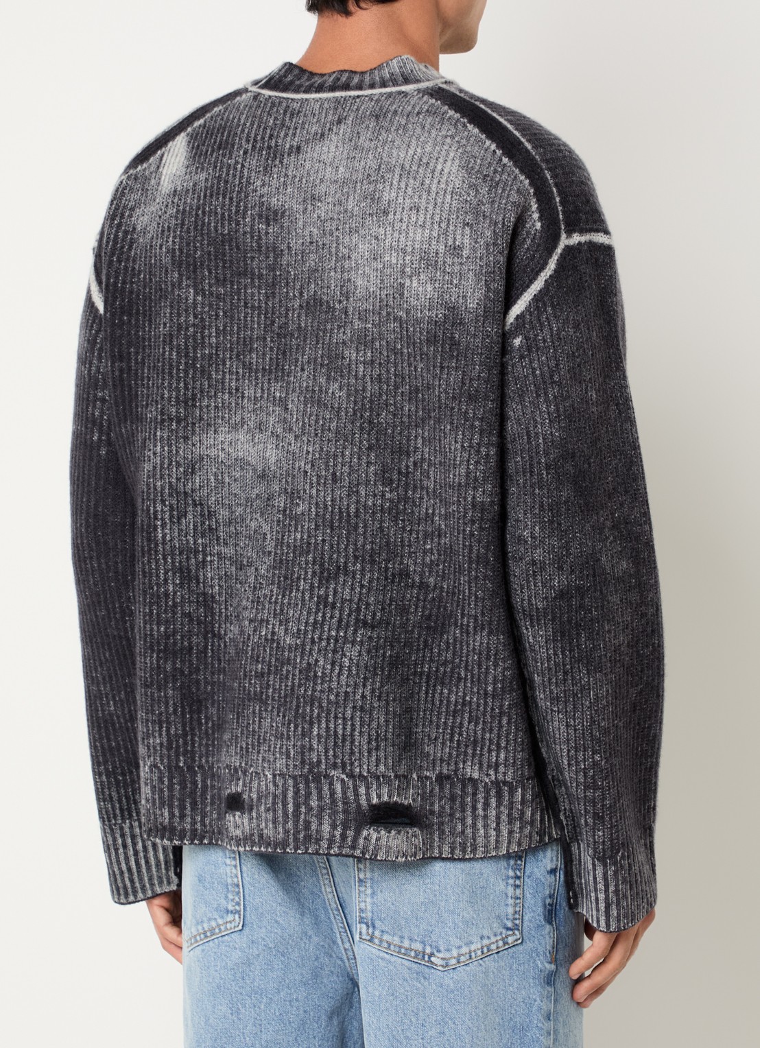 Represent Reversible Fade Out ribgebreide trui van wol met destroyed afwerking - achterkant zwart