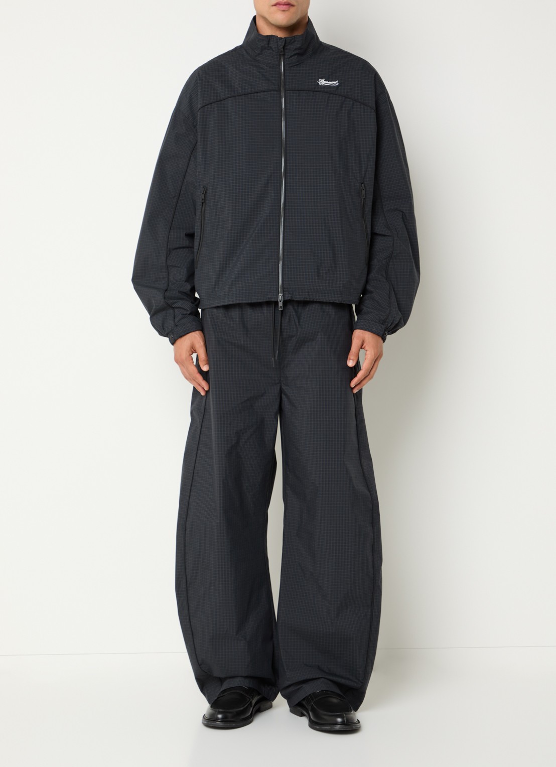 Represent Riot jack met ruitdessin en steekzakken - voorkant 4 donkerblauw
