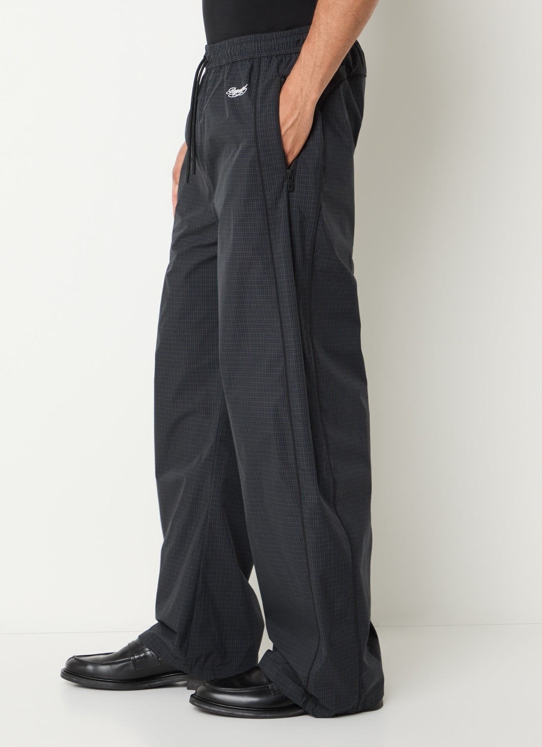 Represent Riot wide fit broek met ruitdessin en steekzakken - detail 5 donkerblauw
