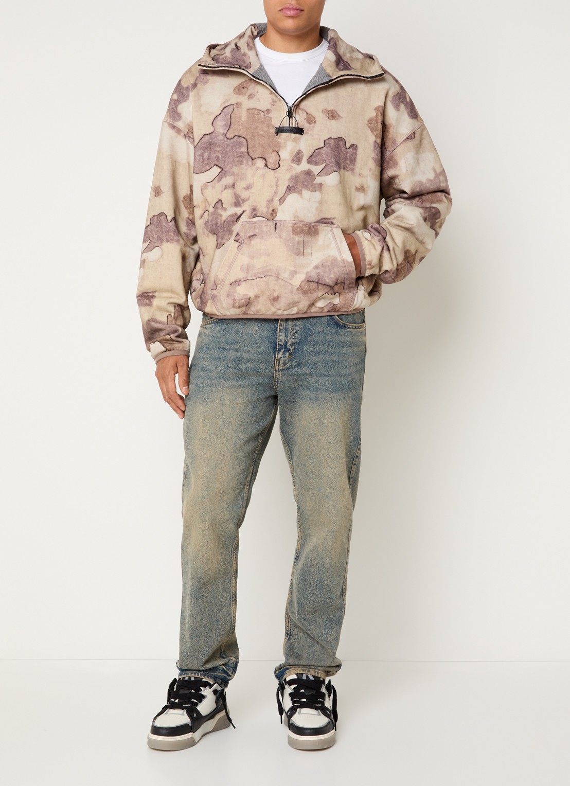 Represent Storm hoodie met print en kangoeroezak - voorkant 5 beige