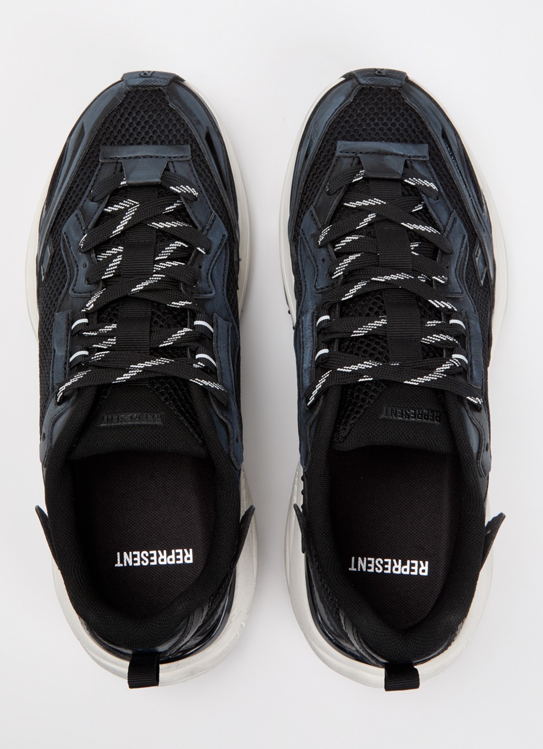 Represent Storm-Torn sneaker met details van mesh  - detail 4 zwart