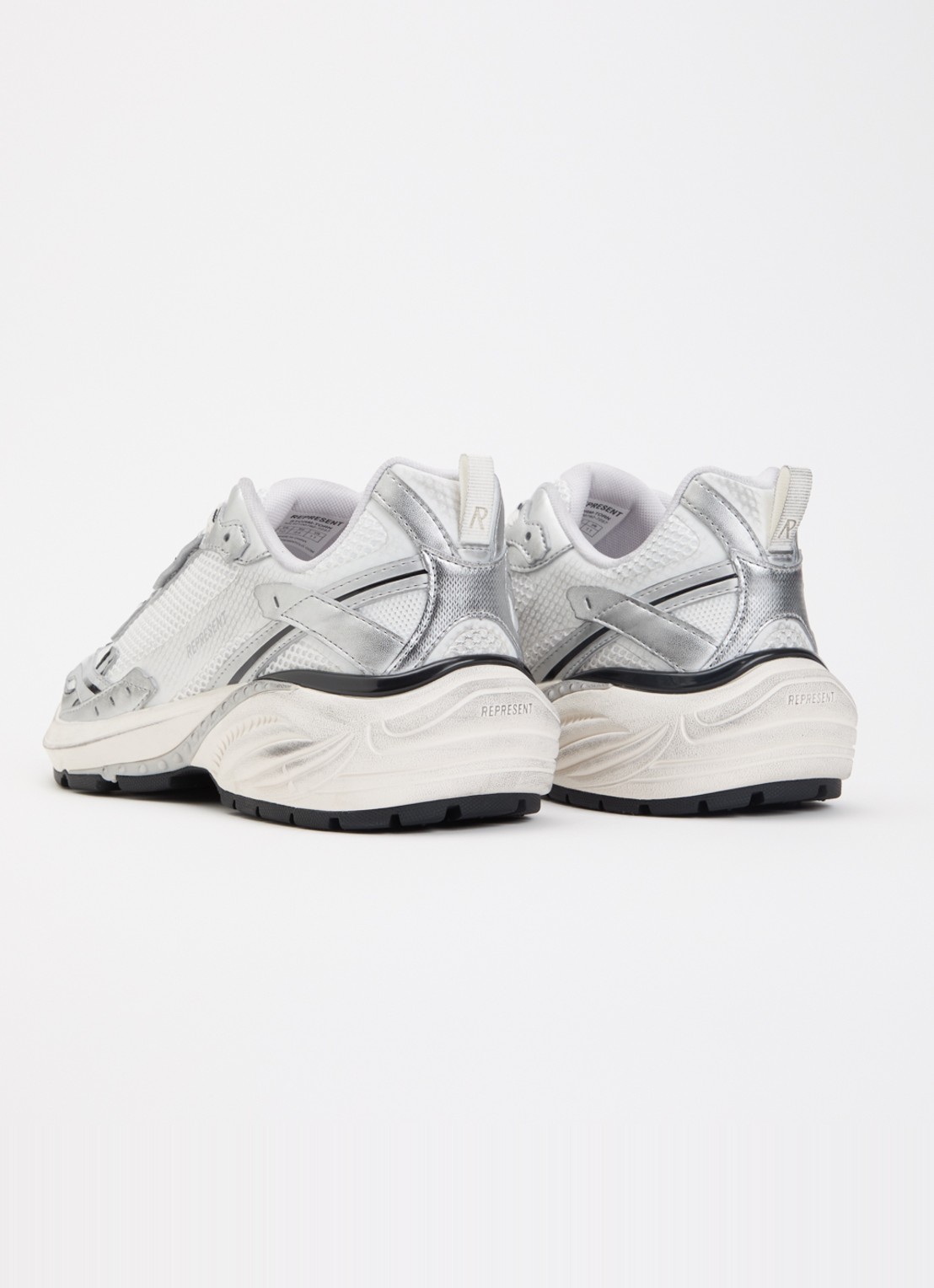Represent Storm-Torn sneaker van mesh met metallic details - achterkant 2 gebroken wit