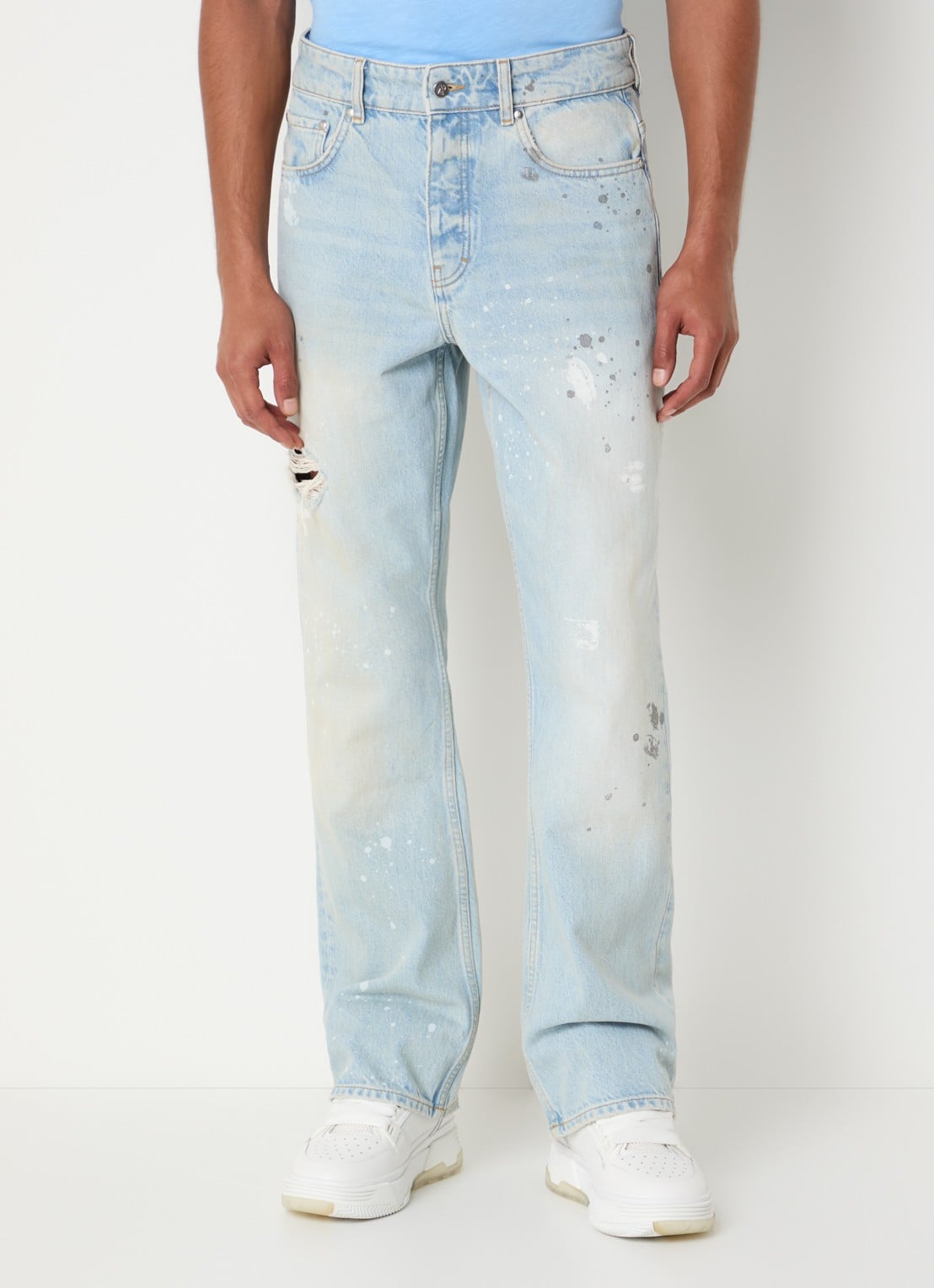 Represent Straight leg jeans met destroyed afwerking - detail 4 blauw