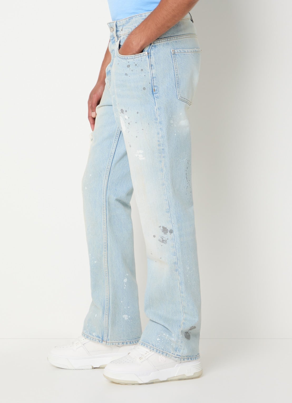 Represent Straight leg jeans met destroyed afwerking - detail 5 blauw