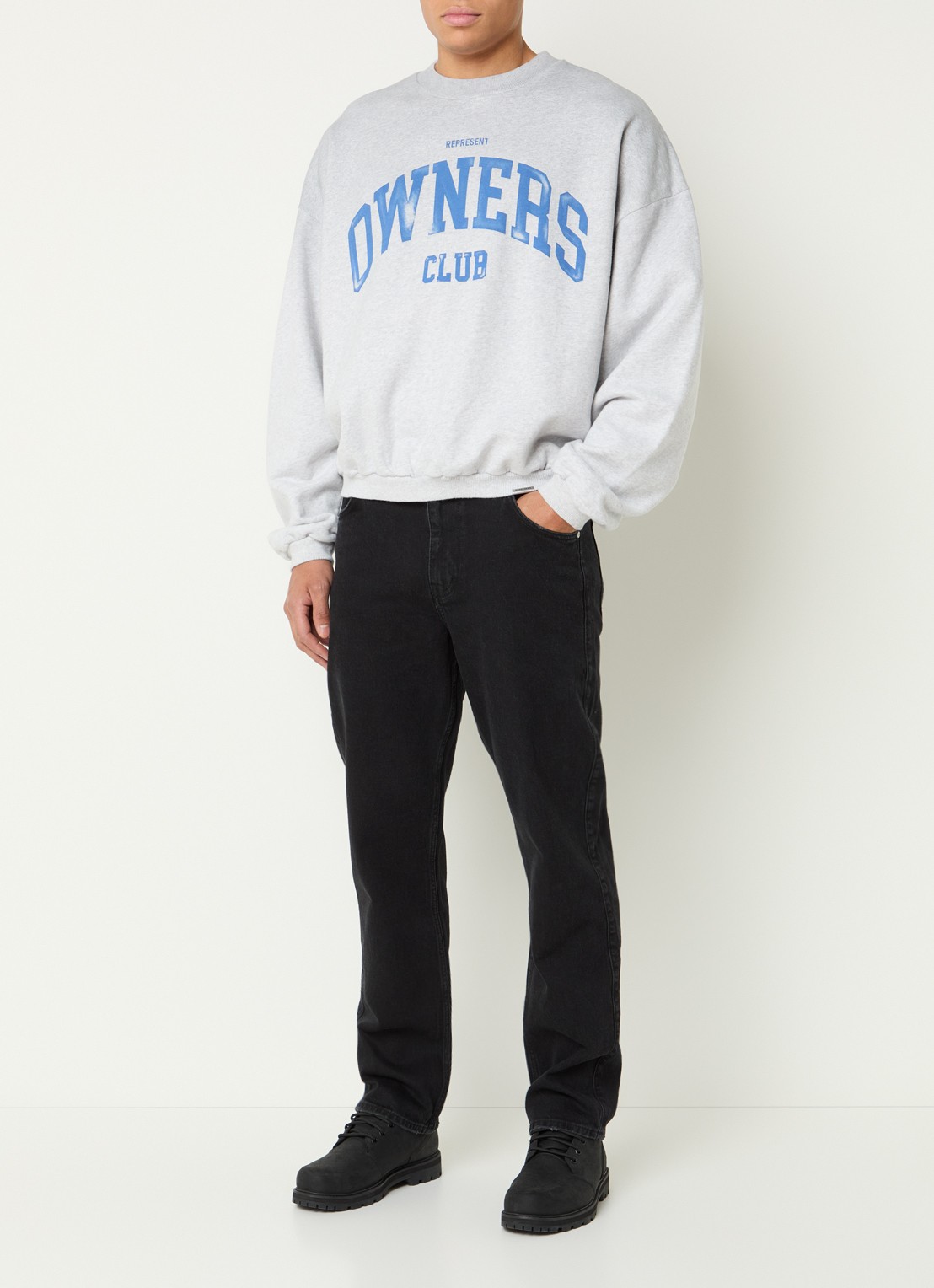 Represent Sweater met logoprint - voorkant 4 grijsmele