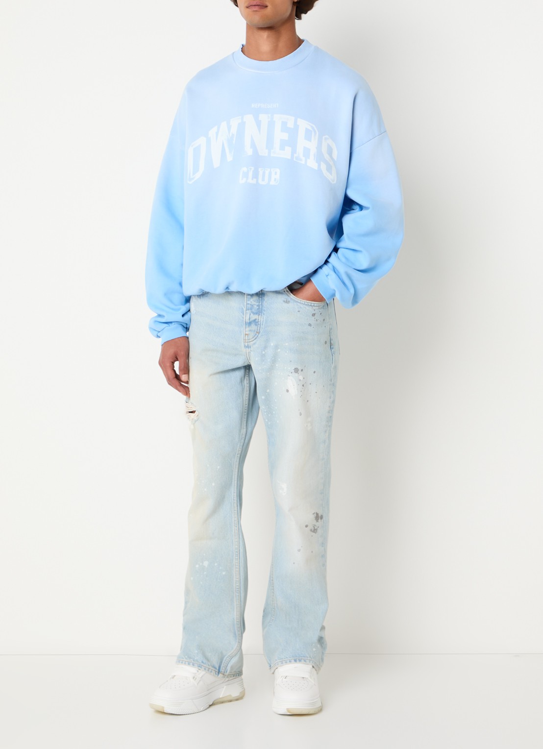 Represent Sweater met logoprint - voorkant 4 blauw