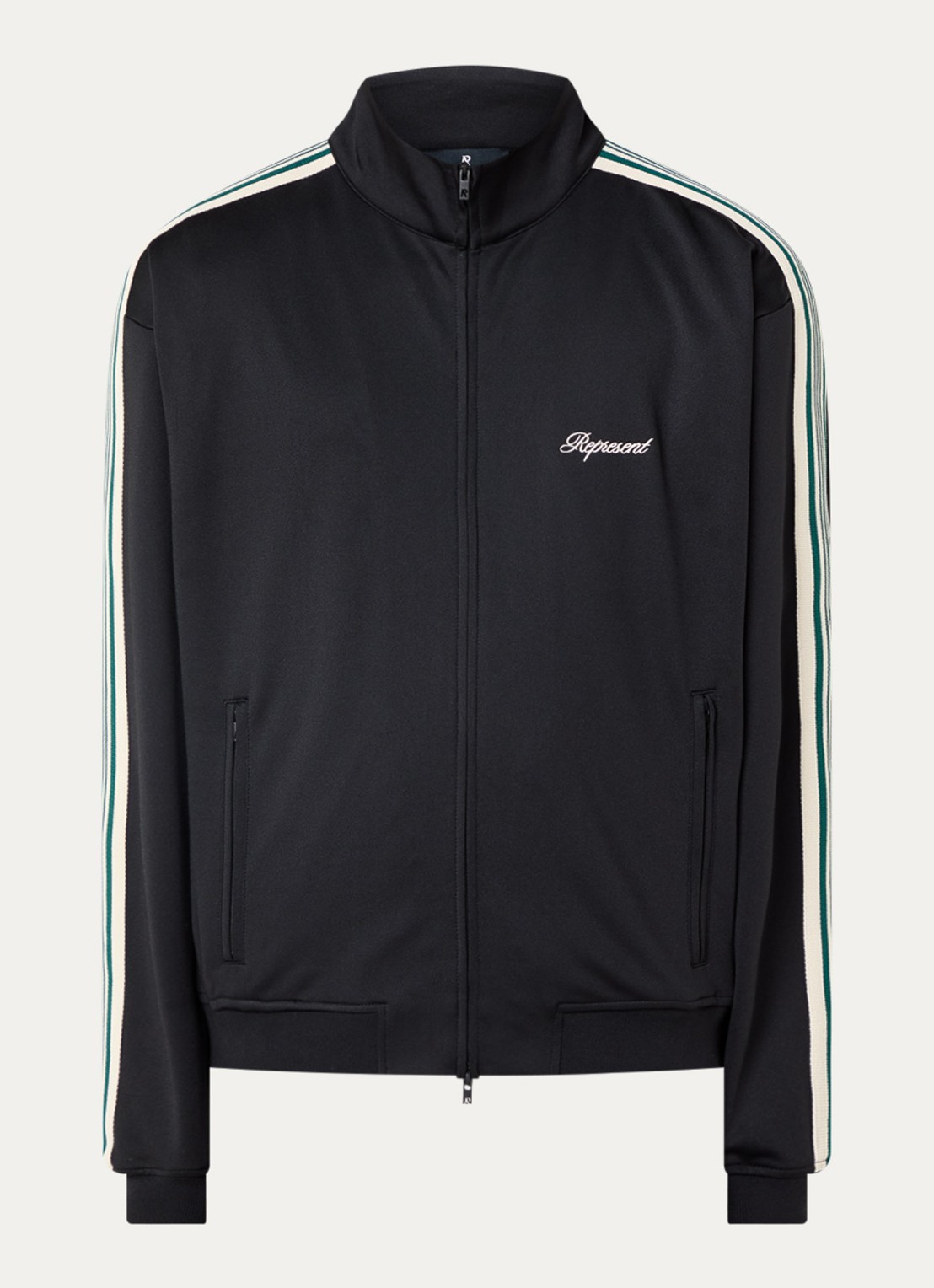 Represent Sweatvest met logoborduring - voorkant 3 zwart