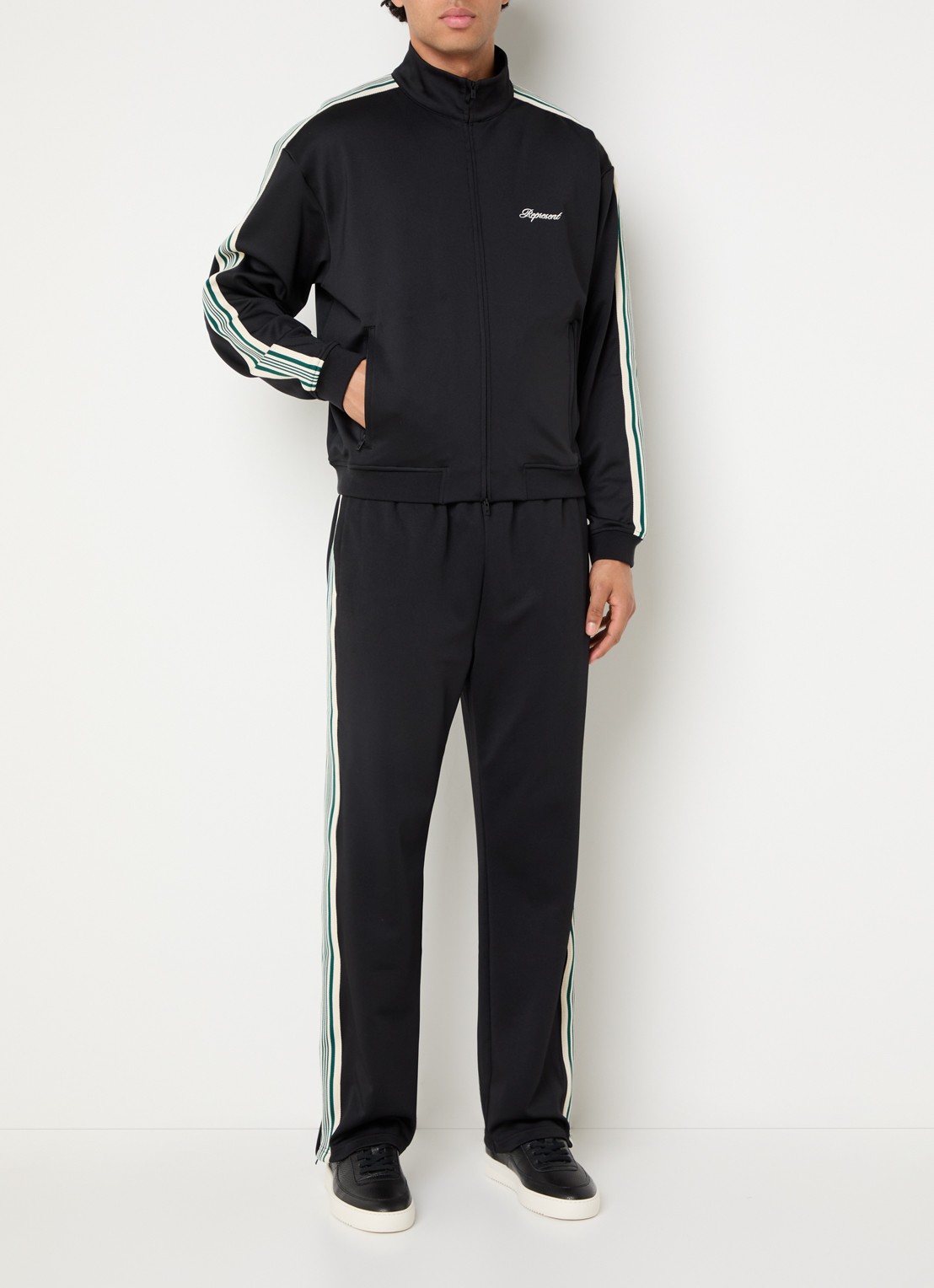 Represent Sweatvest met logoborduring - voorkant 4 zwart