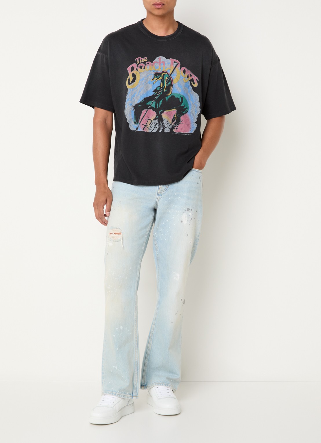 Represent T-shirt met front- en backprint - voorkant 2 antraciet