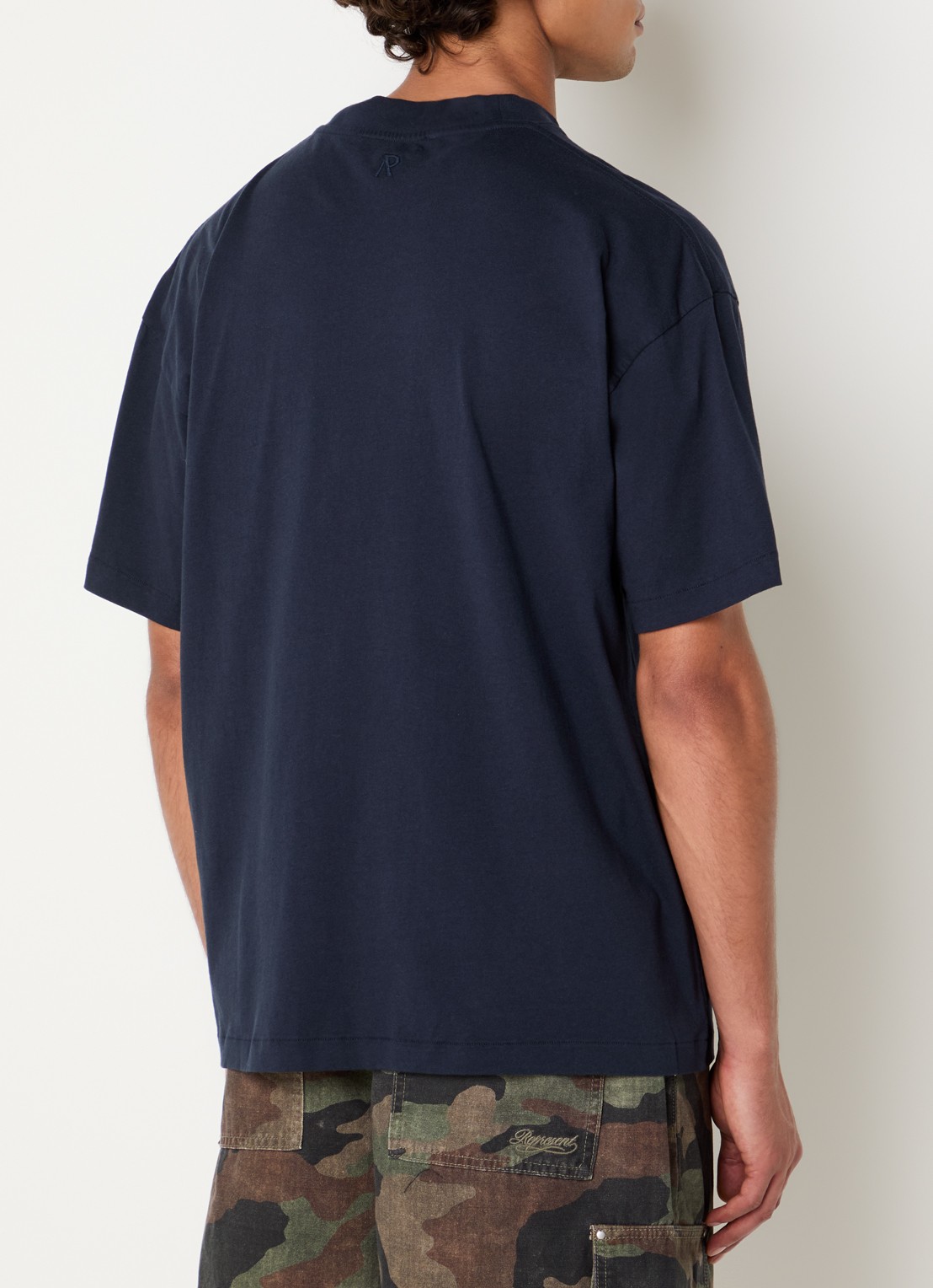 Represent T-shirt met logo- en backprint - achterkant 2 donkerblauw