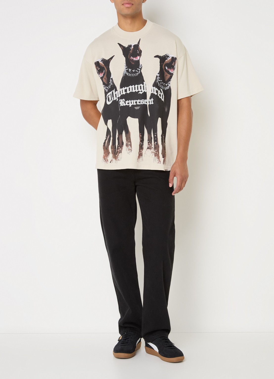 Represent Thoroughbred T-shirt met logoprint - voorkant 2 beige