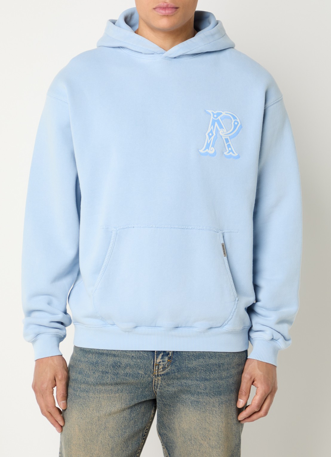 Represent Western Initial hoodie met logoborduring - detail 2 lichtblauw